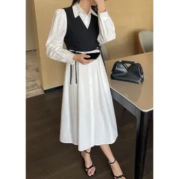 Casual Dresses Thirteen Lines 2022 Spring And Summer Drawstring Dress Women's Sense Of Design Niche Hollowed Out Medium Length Skirt Two