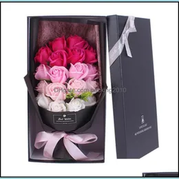 Outras festa festiva suprimentos em casa jardim artesanal 18pcs Soofias artificiais Roses Flower Bouquet Aniversário de Natal Casamento do casamento Gif