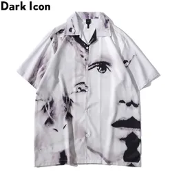 Ícone escuro vintage rua camisas masculinas de manga curta verão material fino camisa havaiana homem blusa masculina top 220812