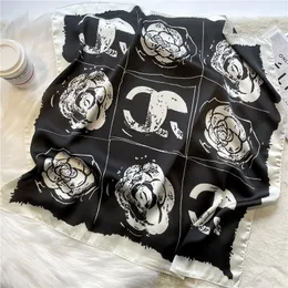 Preto branco designer letras imprimir flor imitar lenço de seda bandana para mulheres moda alça longa saco cachecóis paris ombro tote lugg 2016