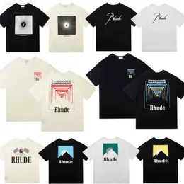 22 SS INS High Street Tide Brand Rhude Men's T-shirts Letter Tryckt rund nacke Tee Löst bomull Kortärmad T-208K