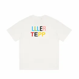 Primavera Verão Europa EUA Arco-íris Impressão Colorido Tee Skate Homens Camiseta Mulheres Manga Curta Streetwear Tshirt