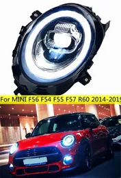 ミニF56 2014-19 F54 F55 F57 R60フルLEDレンズターンヘッドヘッドライトデイタイムランニングランプのためのLEDフロントライト