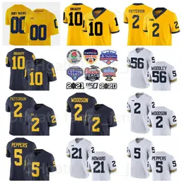 NCAA Michigan Wolverines College 10 Tom Brady Jerseys Football 5 Jabrill Peppers Charles Woodson 2 Shea Patterson 21 Desmond Howard 56 LaMarr Woodley Stitched Man