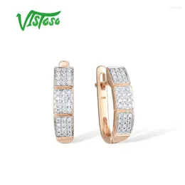 Clip-Ohrringe aus reinem 14-Karat-585-Roségold mit Schraubverschluss für Damen, glamourös, elegant, funkelnder Diamant, Hochzeitstag, Verlobung, feiner Schmuck