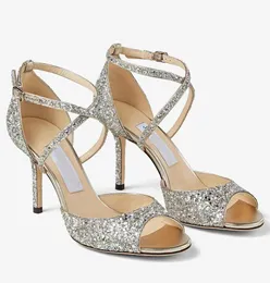 Sommar populära emsy sandaler skorskristall körsbär höga klackar glitter läder kvinnor lady brud klänning kväll varumärken lady gladiator sandalias