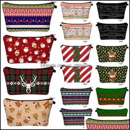 Storage Bags Home Organization Housekee Garden Ll Cosmetic Lady Makeup Bag Christmas Print Po Dhbz3