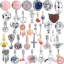 925 Silver Charm Beads Dangle Glass Beads MOM Love Bead Fit Pandora Charms Bracelet DIY Jewelry Accessories
