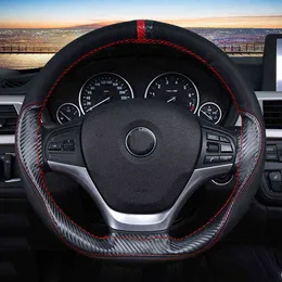 Car Wheel Cover Funda Volante Steering Wheel Cover Carbon Fiber Cubre Car Steering Wheel Cover Decoration Accessories Carro Volant Voiture J220808