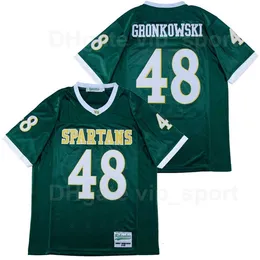 Chen37 Men High School 48 Rob Gronkowski Williamsville Spartans Jersey Football Pure Cotton Sport Team Color Green All Stitched Breattable Good