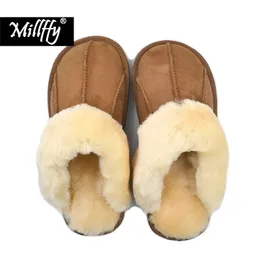 Millffy Sheepskin Home Kapcieczki Man Slipper Summer Fashion Korean Hal Conditioning Kaptery Y200106