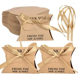 Presentförpackning 20/10st Kraft Paper Tack Candy Box Pillow Shape Wedding Favor Packing Boxes For Engagement Party Decor Supply Gift