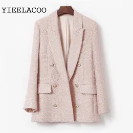 High-End Custom Sequined Lotus Root Pink Small Fragrant Tweed Jacket, Ladies 'Blue, Suit Jacket 220511