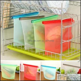 Organiza￧￣o de armazenamento de cozinha Homekee Garden Garden reutiliza comida sile saco fresco envolve recipientes de geladeira bolsa de geladeira colorida k 4 cor