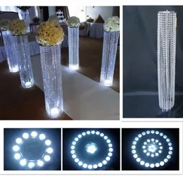 Dekorasyon uzun boylu yeni varış 120cm uzunluğunda 20 cm çapında akrilik kristal düğün yolları kurşun düğün centerpiece etkinlik parti aydınlatma sütun ışık centerpies 179
