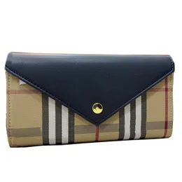 Carteira longa bolsa de embreagem bolsa moeda moda xadrez grão couro genuíno ouro metal fivela zíper interno sacos femininos alta qu292f