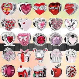925-Armband-Charms für Pandora-Charm-Set, Originalverpackung, neues Paket, süßes Mädchen, rotes Haus, Mutter-Herz, schöner europäischer Perlen-Halsketten-Charm-Schmuck