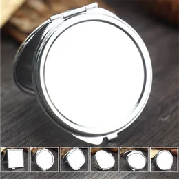 10pcs 60 mm Mini Makeup Mirror Srebrny Pocket Pocket Portable Round Folding Solding Cosmetic Female Prezenty Y200114