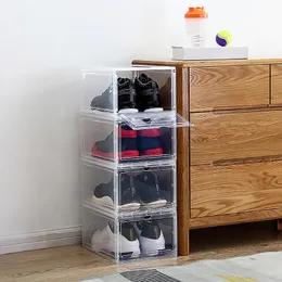 Kläder garderob förvaring sko box hem hall stapel pp arrangör fall sneaker transparenta klädsel