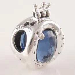 Niebieski musujące Korona O Charm 925 Silver Pandora Charms dla Bransoletki DIY Biżuteria Zestawy Loose Bead Srebrny Hurtownie 798266NMB
