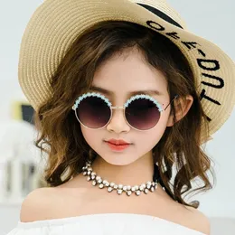 Shengmeiyu Round Kids Sunglasses Flower Baby Kids Shanes Sun Girls Симпатичная полумочная металлическая гайки UV400 220705