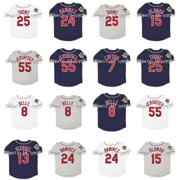 Na85 Vintage 1995 Baseball-Trikots 25 Jim Thome 24 Manny Ramirez 7 Kenny Lofton 8 Albert Belle 55 Orel Hershiser 15 Sandy Alomar 13 Omar Vizquel