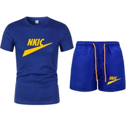 Conjuntos de agasalhos masculinos de marca de moda verão roupas esportivas casuais masculinas manga curta 100% algodão camiseta tops+shorts 2 peças streetwear masculino