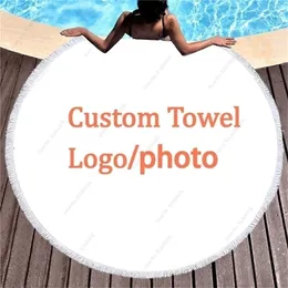 Personalizza Pos Colors Beach Custom Round S con nappa Tappeto di lusso in microfibra Cartoon Bath Travel Gift Towel 220616