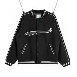 21FW High-end Classic Letter Haftery Kurtki baseballowe dla mężczyzn Kobiety Pary popularne Casual Black Coats High Street Hip Hop Autumn Winter Jacket TJAMJK006