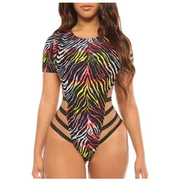 Women's Jumpsuits & Rompers Tie-Dye Colorful One-Piece sleeved Swimsuit half Sexy Printed Swimwear Women's Swimwears Tankinis Set