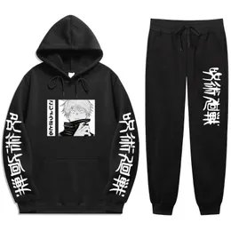 Herren-Trainingsanzüge, japanischer Anime, Jujutsu Kaisen, Herren-Sets, Hoodies, Hosen, Herbst-Winter, mit Kapuze, Jogginghose, Pullover, Kapuzenpullover, 2-teiliges Set für Herren