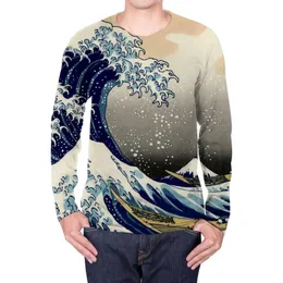 Męskie koszulki surfingowe T-koszulka długi rękaw Mężczyzny faluje śmieszne koszule ocean punkowy żagiel anime ubrania męskie ubranie letnie wielkie sizemen's