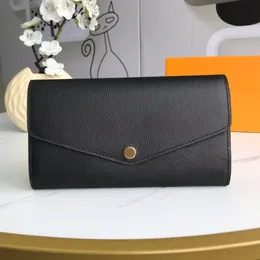 Designer de luxo Empreinte sarah Carteira de ombro 7 cores moda única com zíper pocke homens mulheres senhoras senhoras de couro bolsa longa cartão com caixa laranja Bolsa Tote 61182