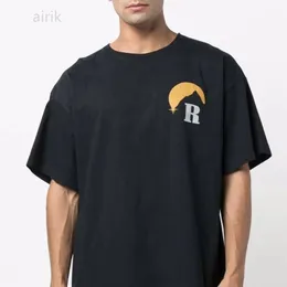 T-shirt da uomo Designer Rhude Mens Classic Sunset Theme Stampato High Street Loose Shoulder T-shirt da uomo e da donna a maniche corte in cotone 41oq