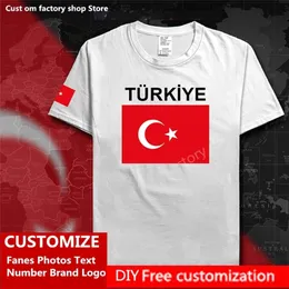 Turquía país bandera camiseta DIY personalizado Jersey Fans nombre número marca algodón camisetas hombres mujeres suelta Casual deportes camiseta 220620