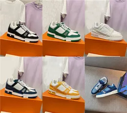 2023 Trainer Sneaker 408 Fashion 508 High-Top Low Casual Shoes White Black White Green Monogram Denim Blue Yellow Men Women Genuine Leather Athletic Outdoor With Box