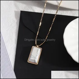 Pendant Necklaces Fashion Pink Quartz Turquoise Natural Stone Brand Gold Plated For Women Jewelry Gift Drop Delivery 2021 Dhseller2010 Dh5Km