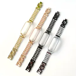 Double Row Chain Metal Watch Strap för Xiaomi Mi Band 7 Armbandarmband Miband 6 5 4 3 NFC Loop Bytesbara smarta tillbehör