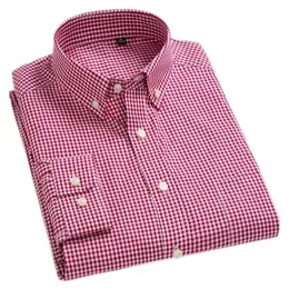 Llegada Oxford para hombre Lavar y usar camisas a cuadros 100% algodón Casual Vestido de diseño de moda de alta calidad 220322