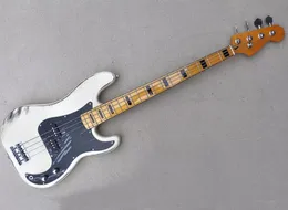 4 Strings Cream Electric Bass Guitar z klonową reliktem podstrunnicy