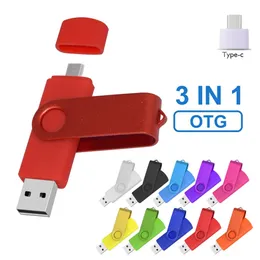 Пользовательский красочный OTG 2.0 USB Flash Drive 8 ГБ 16 ГБ 32 ГБ 64 ГБ 128 ГБ USB Pen Drive High Speed ​​Pendrive для ноутбука для смартфона