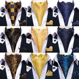 Bow Ties luksusowy męski vintage Paisley Formal Formal Cravat Ascot Tie Self Brytyjski Styl Silk Set na przyjęcie weselne Dibange Fred22