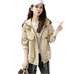 Women's Jackets High Quality Fashion Women's Short Jacket Spring Autumn Hooded Student Tops Korean Loose Wild Casual Coat Windbreaker KW