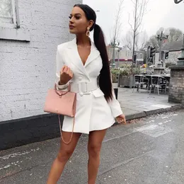 Damskie Garnitury Blazery Blazer Mujer 2022 Kobiety Jesień Solidne Z Długim Rękawem Sashes Notched Casual Sexy Ladies Office Overwear Feminino Elegante