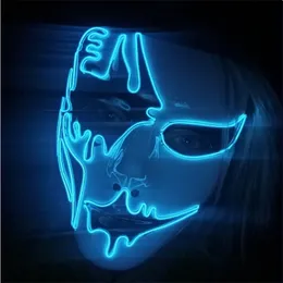 Neon Light LED Mask Halloween Scary Cosplay Party Masque Masquerad S Costume Glow Props 220715