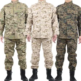 Wojskowy mundur taktyczny męski garnitur dla palenia Airsoft Paintball Mężczyźni odzież strój bojowy Kamuflaż wojskowy płaszcz żołnierza+spodni 220516