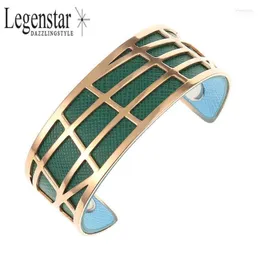 Bangle Legenstar Bracelets & Bangles For Women Reversible Leather Love Open Stainless Steel Jewelry Geometric Pulseira1 Inte22