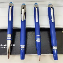 Luxuriöser Füllfederhalter-Kugelschreiber mit blauer Kristalloberseite, glattes Briefpapier und Seriennummer