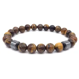 Mężczyźni Tiger Eye Bracelets Kobiety Strand Uzdrawianie Kryształ Wspaniała rozciąganie półprzewodnikowa biżuteria kamienna