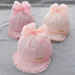 Caps & Hats Baby Girl Summer Mesh Baseball Cap Big Bow Hairball Born Cute Infant Visor Sun HatCaps